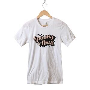 NEW Bella + Canvas Spooky Vibes 100% Cotton Crew Neck Graphic T-shirt Size XS